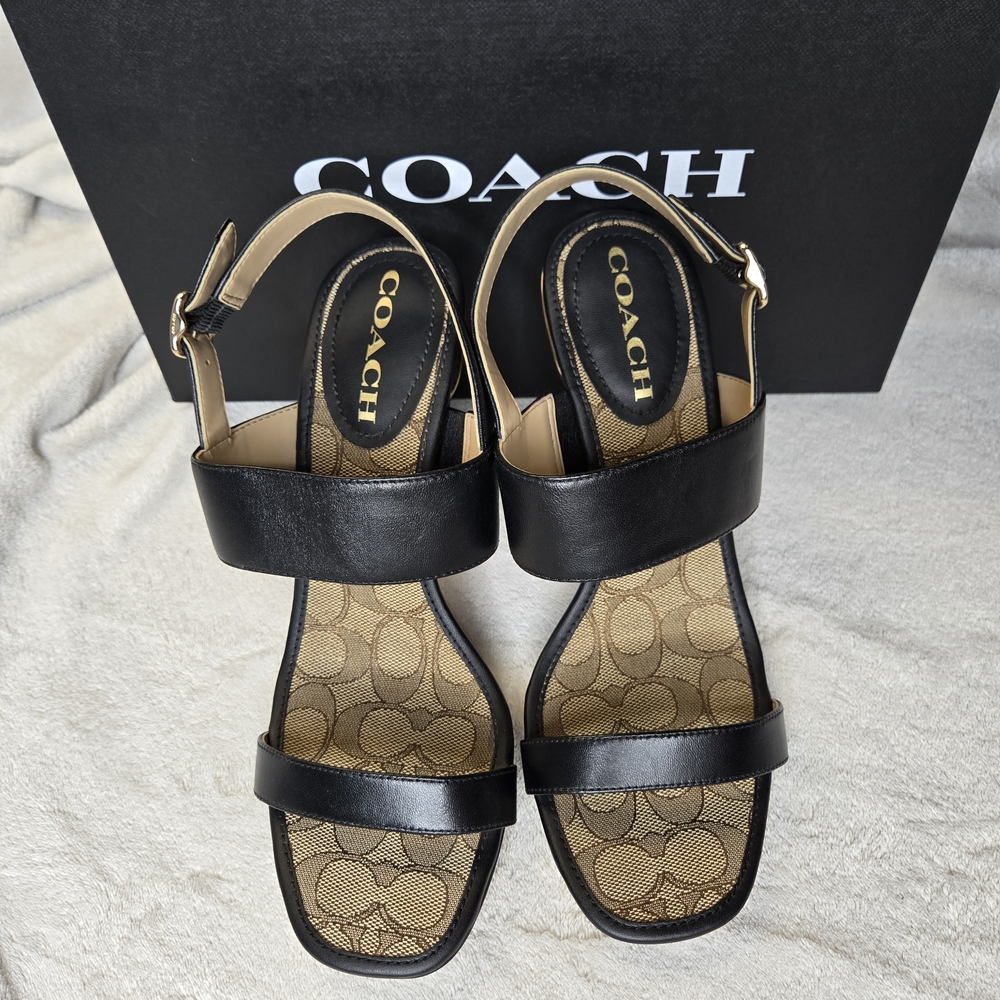 EUC Coach Rori Leather Strappy Heel Sandal – Black / Size 8.5 B  CE319 Authentic - Picture 4 of 10